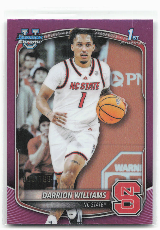 2025-26 Bowman #BCP-36 Darrion Williams Chrome Prospects Fuchsia Refractor #/199
