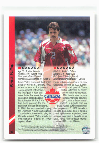 1993 Upper Deck World Cup Preview (English/Spanish) #56 Frank Yallop