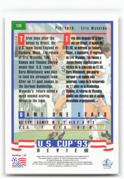 1993 Upper Deck World Cup Preview (English/Spanish) #135 Eric Wynalda