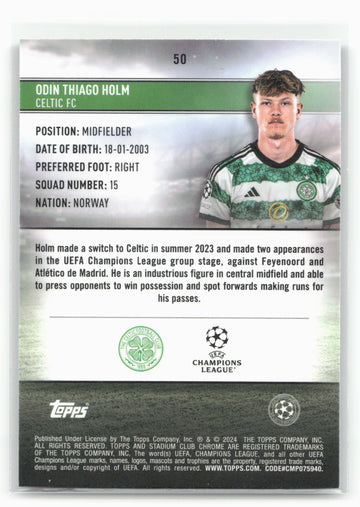 
2023-24 Stadium Club Chrome UEFA Champions League #50 Odin Thiago Holm