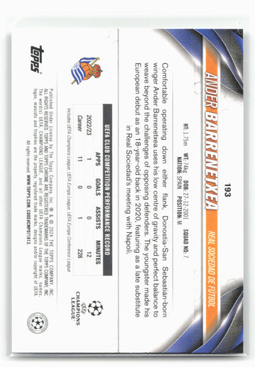 2023-24 Topps Chrome UEFA Club #193 Ander Barrenetxea Prism Refractor