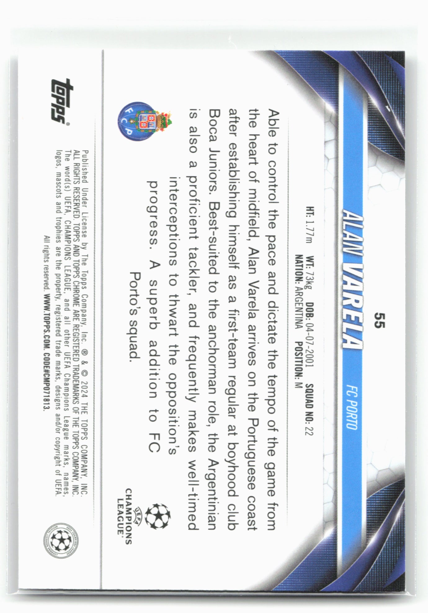 2023-24 Topps UEFA Club Competitions #55 Alan Varela Pulsar