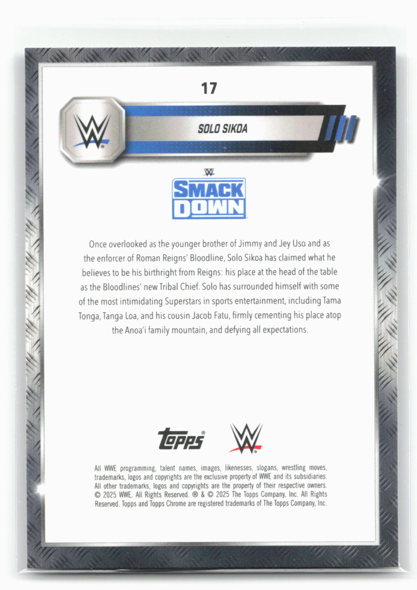 2025 Topps Chrome WWE #17 Solo Sikoa Sepia Refractor 28832