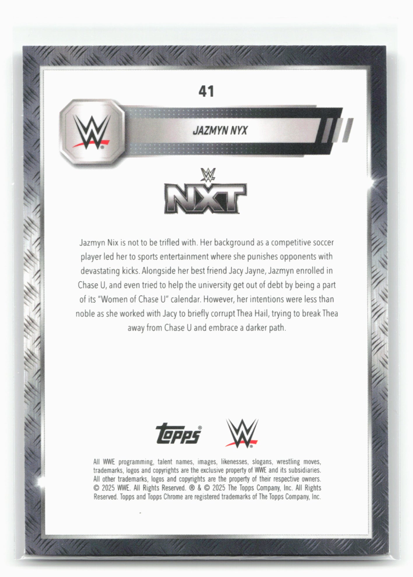 2025 Topps Chrome WWE #41 Jazmyn Nyx Prism Refractor 28833