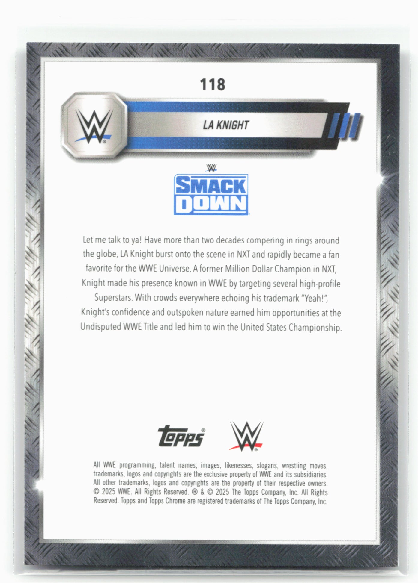 2025 Topps Chrome WWE #118 LA Knight Sepia Refractor 28834