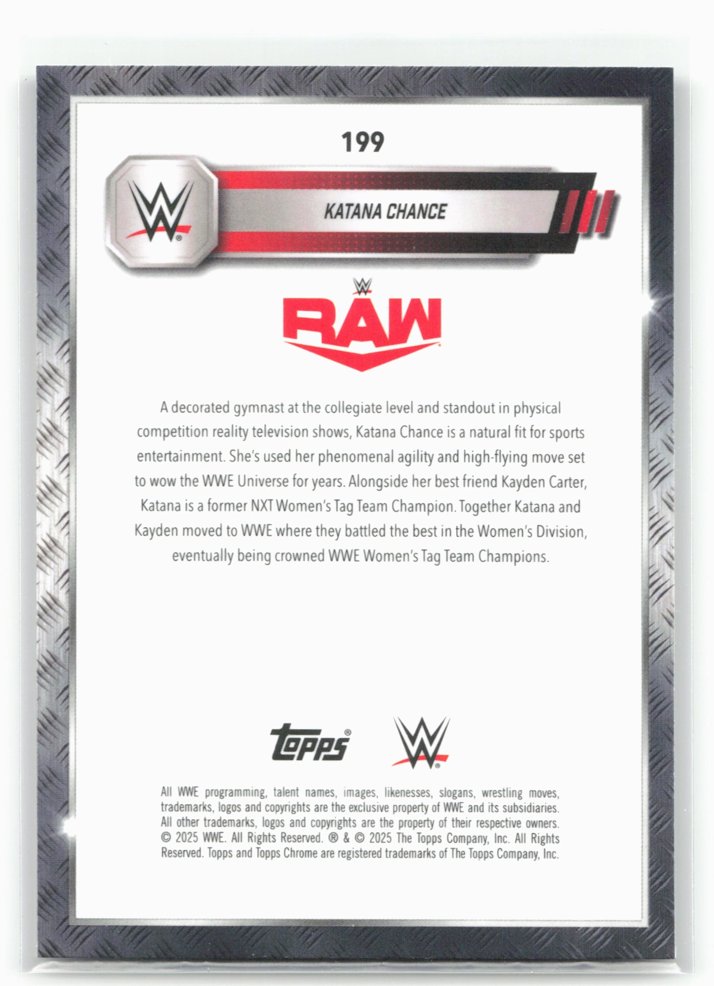 2025 Topps Chrome WWE #199 Katana Chance Neon Green & Black Refractor 28835