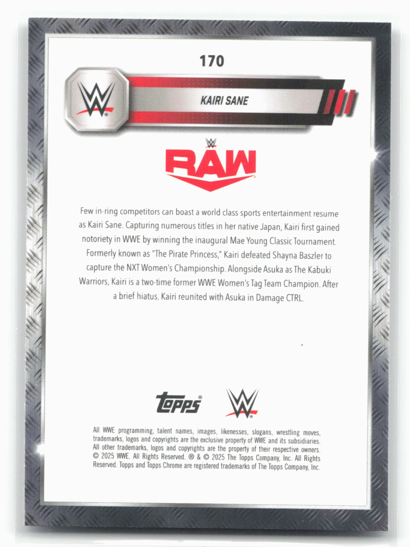 2025 Topps Chrome WWE #170 Kairi Sane Sepia Refractor 28842