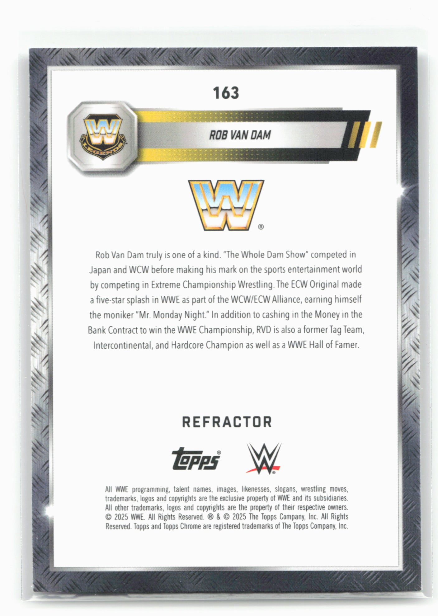 2025 Topps Chrome WWE #163 Rob Van Dam Refractor 28843