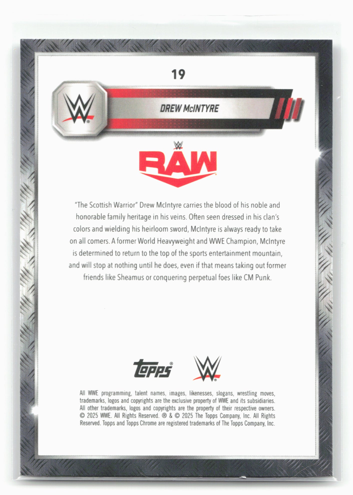2025 Topps Chrome WWE #19 Drew McIntyre Prism Refractor 28845