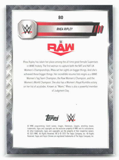 2025 Topps Chrome WWE #80 Rhea Ripley Neon Green & Black Refractor 28850