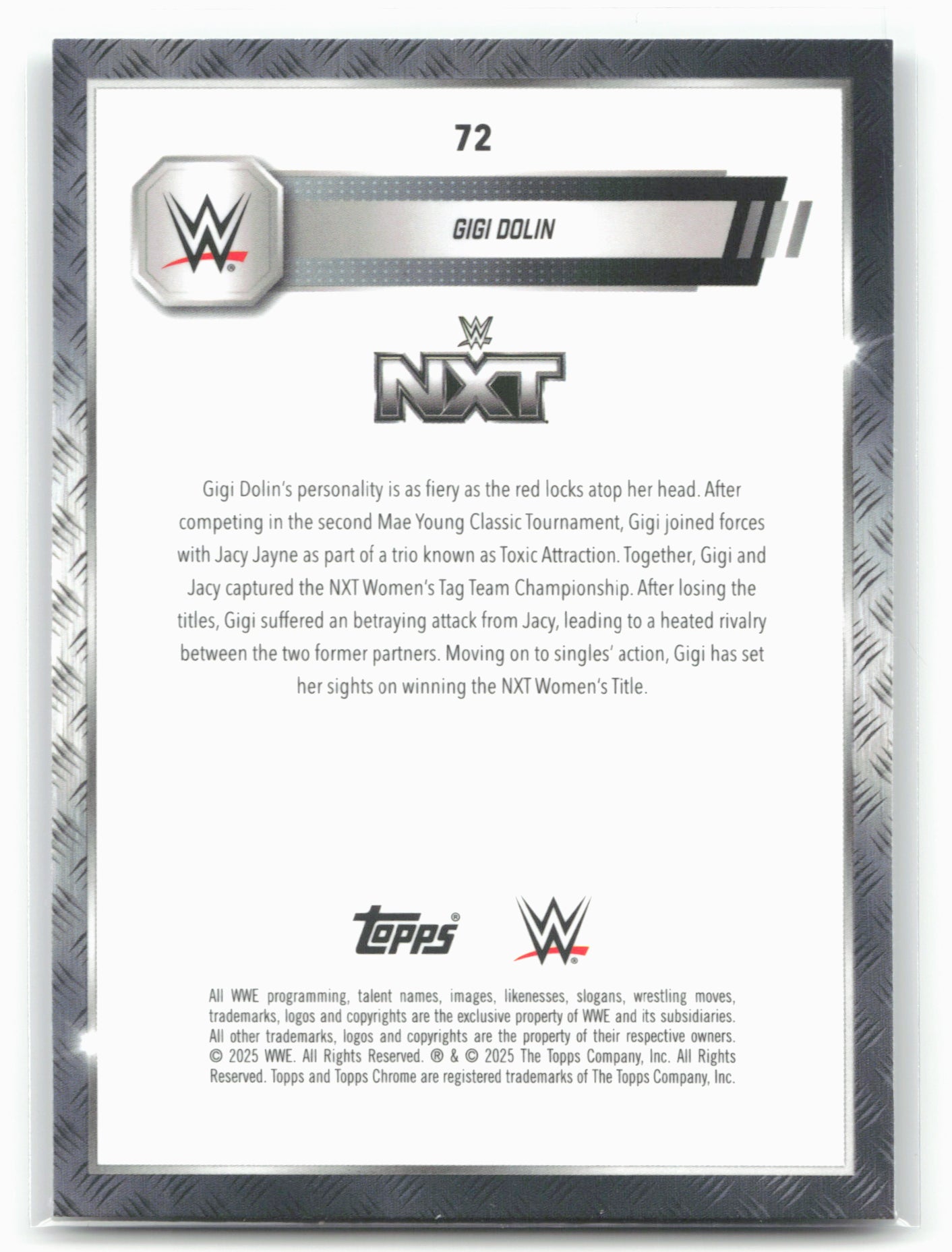 2025 Topps Chrome WWE #72 Gigi Dolin Sepia Refractor 28854