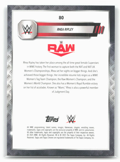 2025 Topps Chrome WWE #80 Rhea Ripley Sepia Refractor 28855