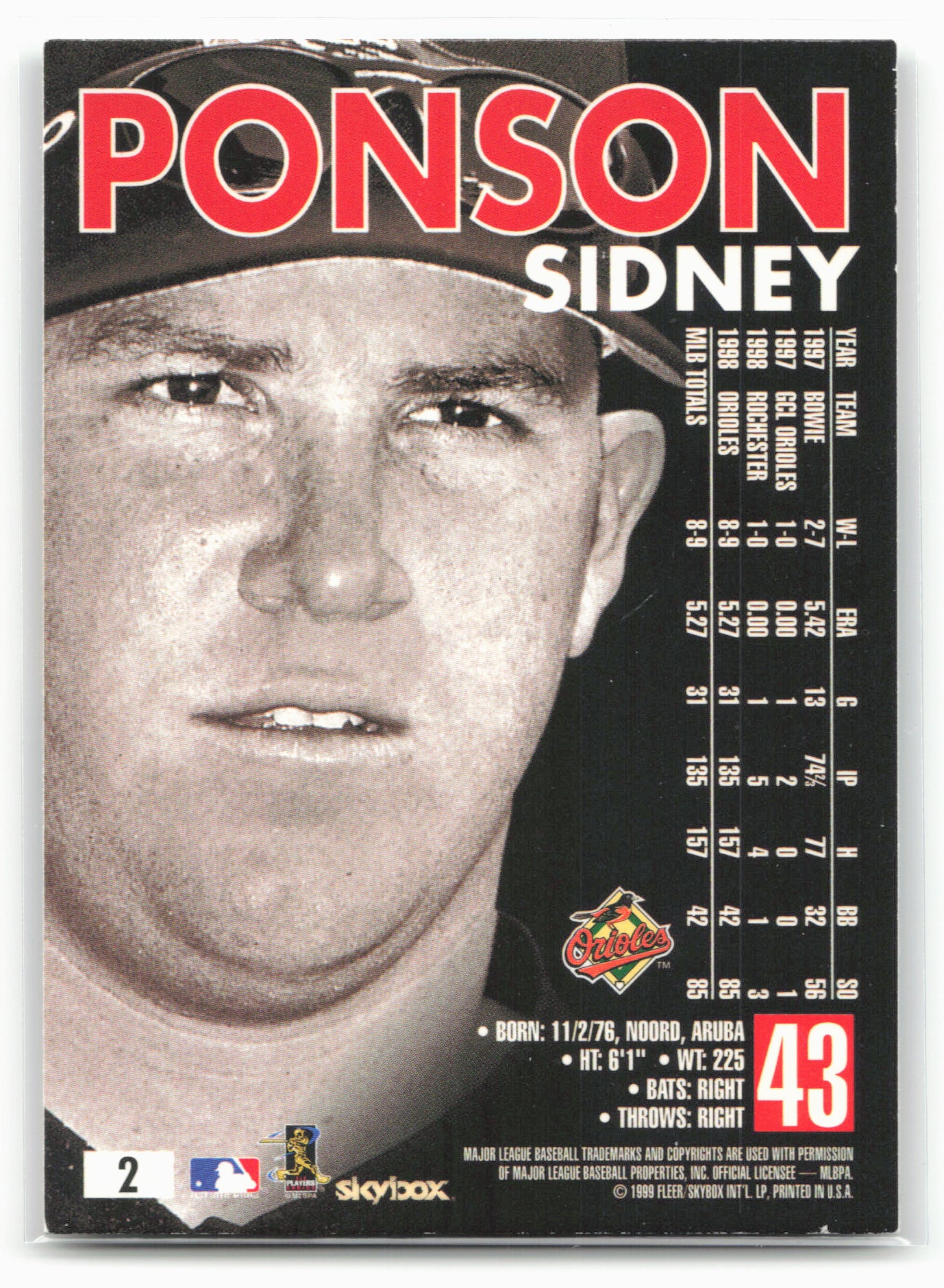 1999 SkyBox Premium #2 Sidney Ponson 28874