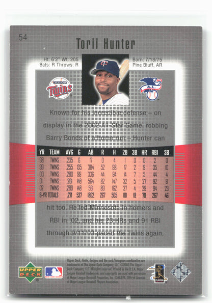 2003 Upper Deck Finite #54 Torii Hunter #/1999