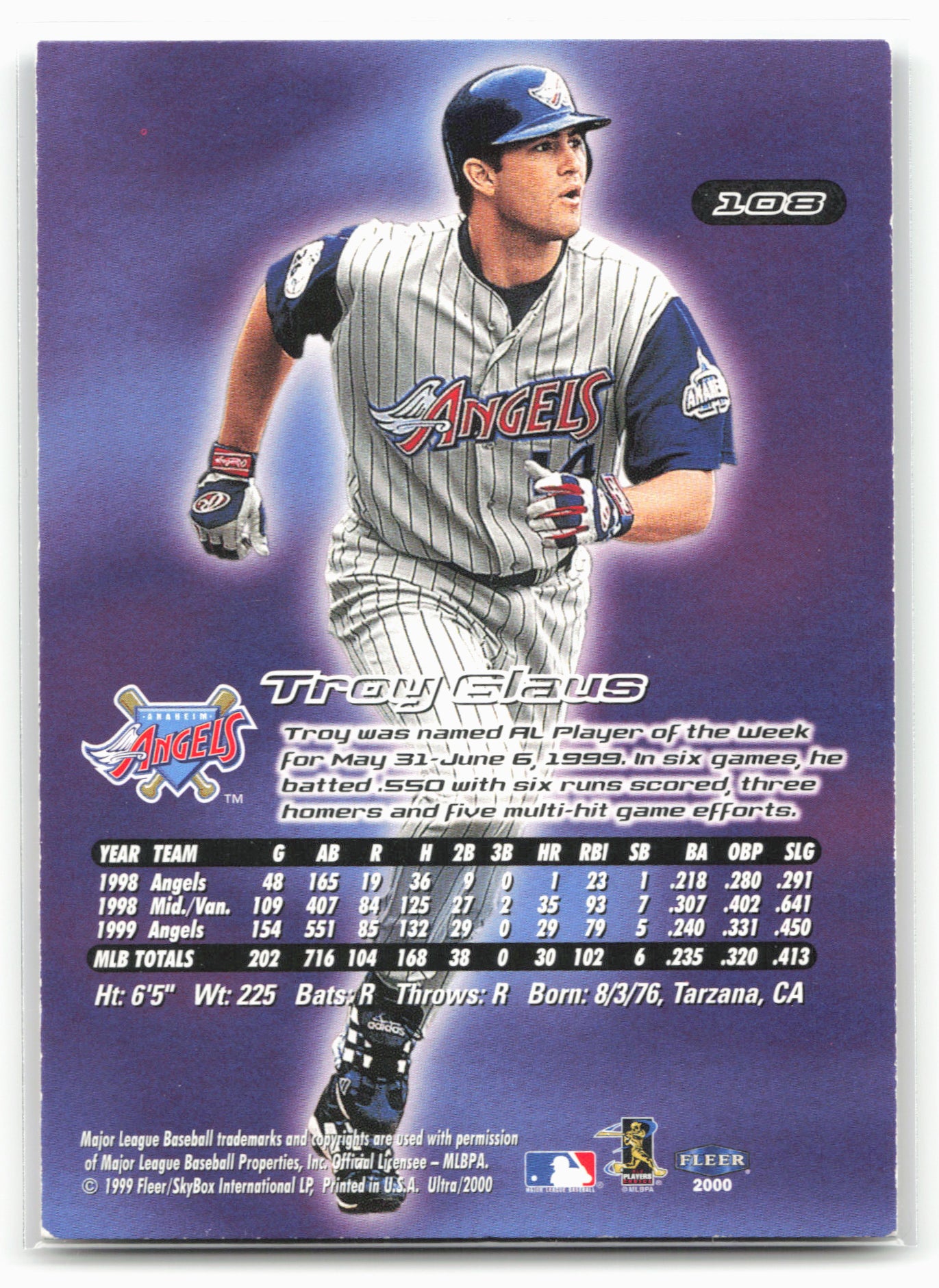 2000 Ultra #108 Troy Glaus
