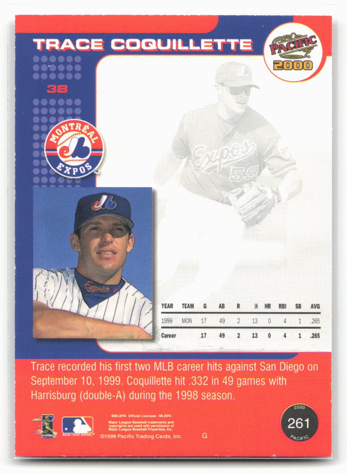 2000 Pacific #261 Trace Coquillette