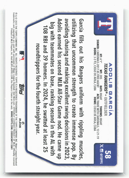2025 Topps #58 Adolis Garcia Flagship Collection (Series Two)