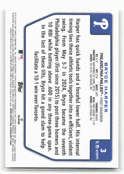2025 Topps #3 Bryce Harper Flagship Collection (Series Two)