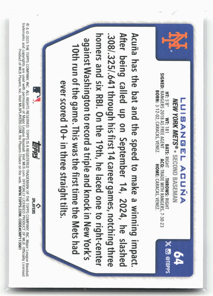 2025 Topps #64 Luisangel Acuna Flagship Collection (Series Two)