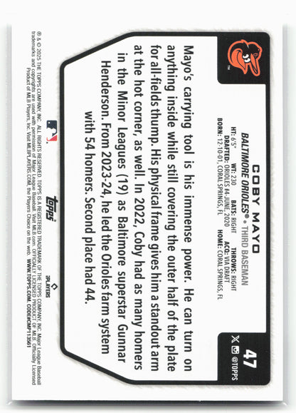 2025 Topps #47 Coby Mayo Flagship Collection (Series Two)