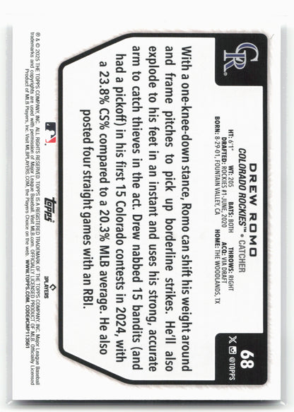 2025 Topps #68 Drew Romo Flagship Collection (Series Two) 28903