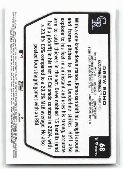 2025 Topps #68 Drew Romo Flagship Collection (Series Two)