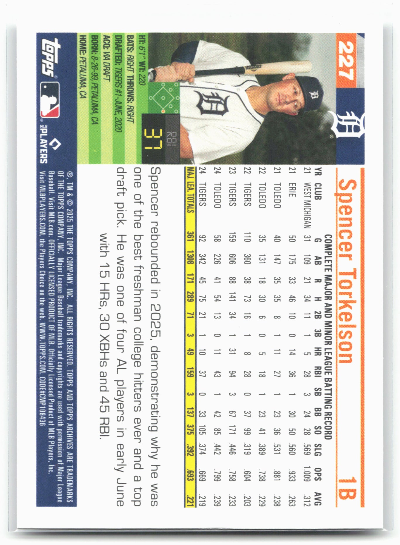 2025 Topps Archives #227 Spencer Torkelson