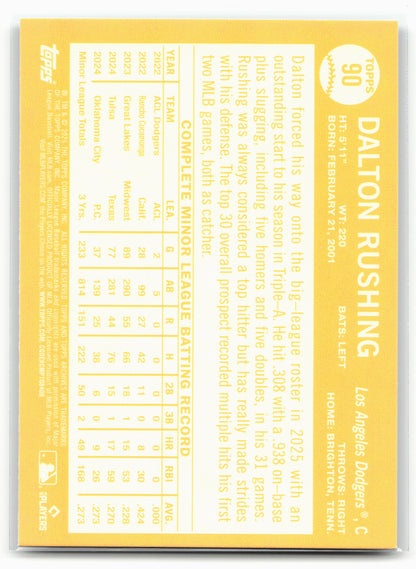 2025 Topps Archives #90 Dalton Rushing Black Foilboard