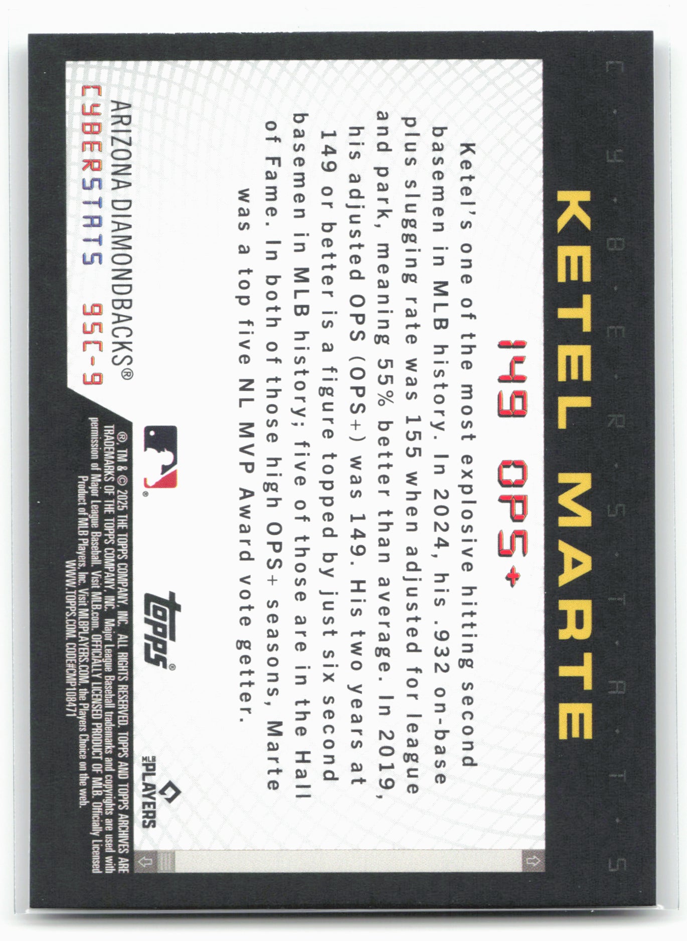2025 Topps Archives #95C-9 Ketel Marte 1995 Topps Cyberstats