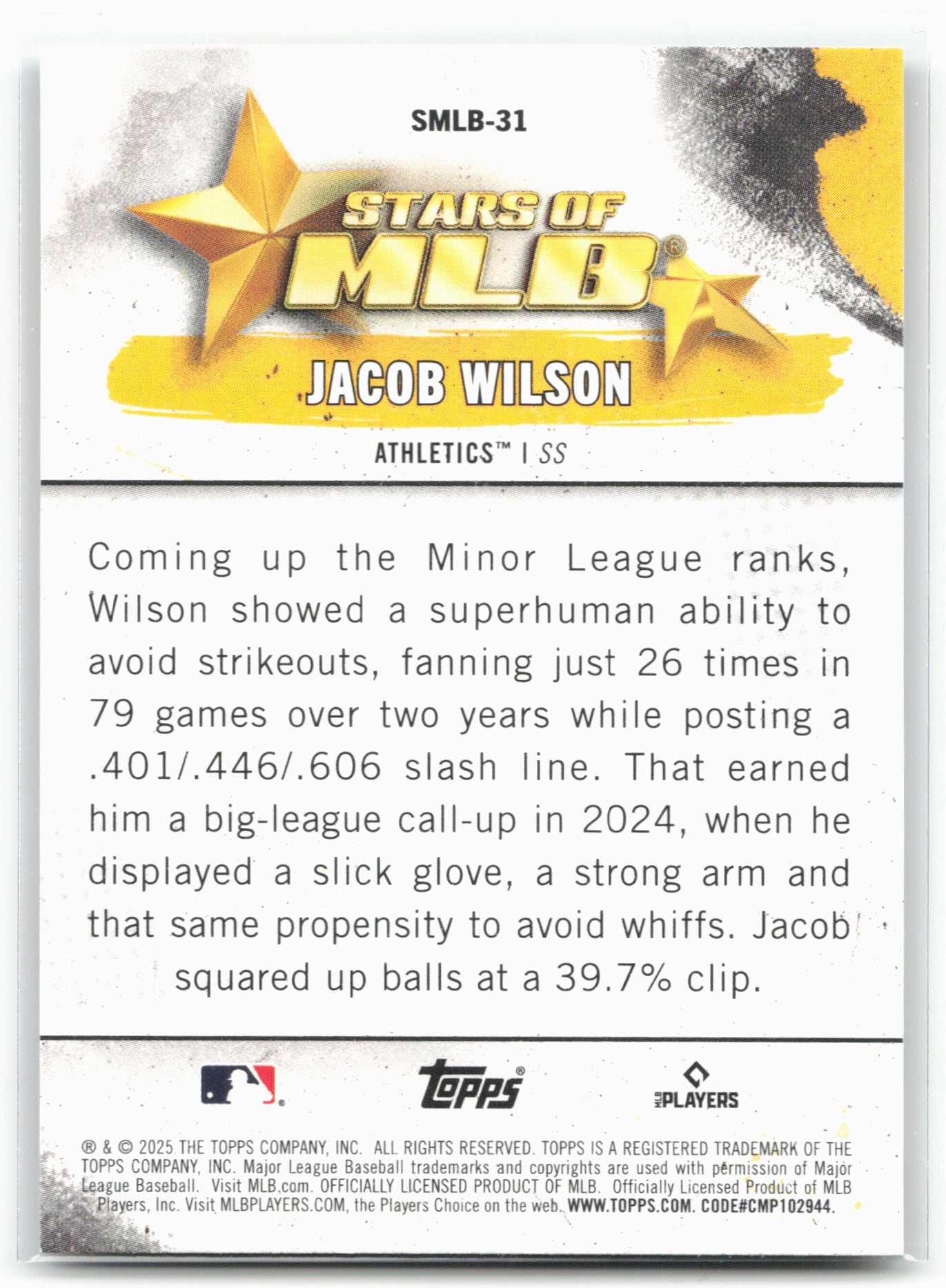 2025 Topps #SMLB-31 Jacob Wilson Stars of MLB 28930