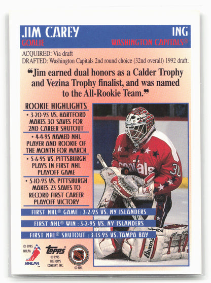 1995-96 Topps #1NG Jim Carey New to the Game