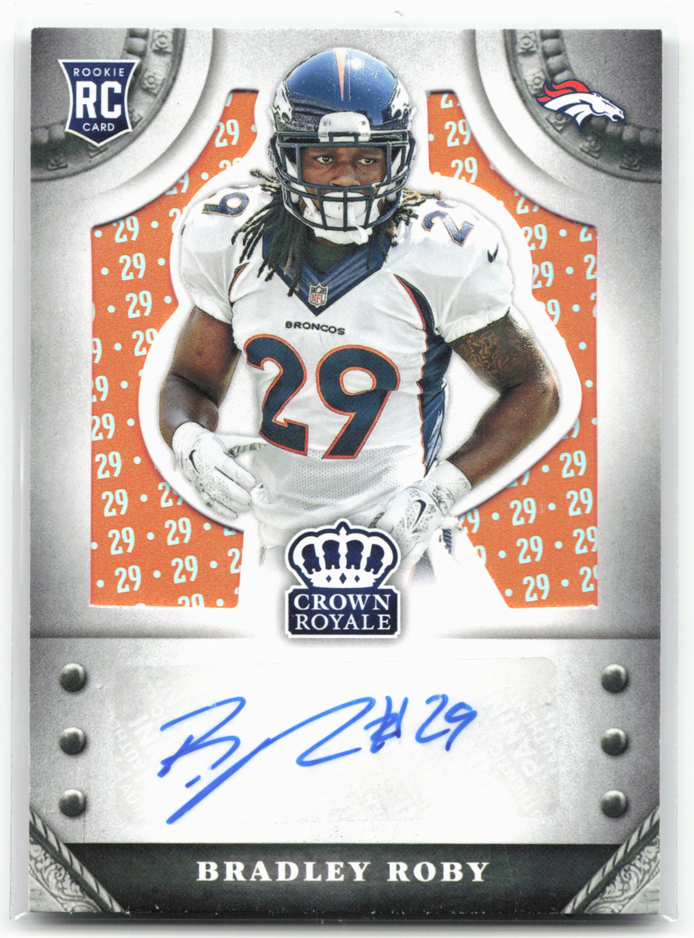 2014 Panini Crown Royale #S-BR Bradley Roby Rookie Signatures Orange #/29