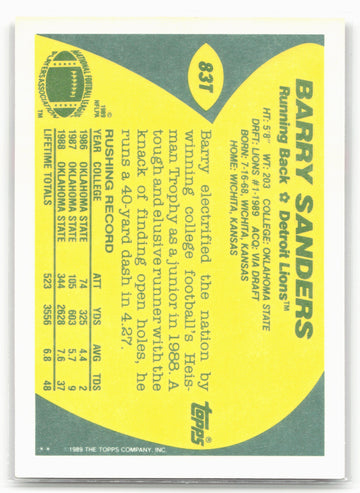 
1989 Topps Traded #83T Barry Sanders