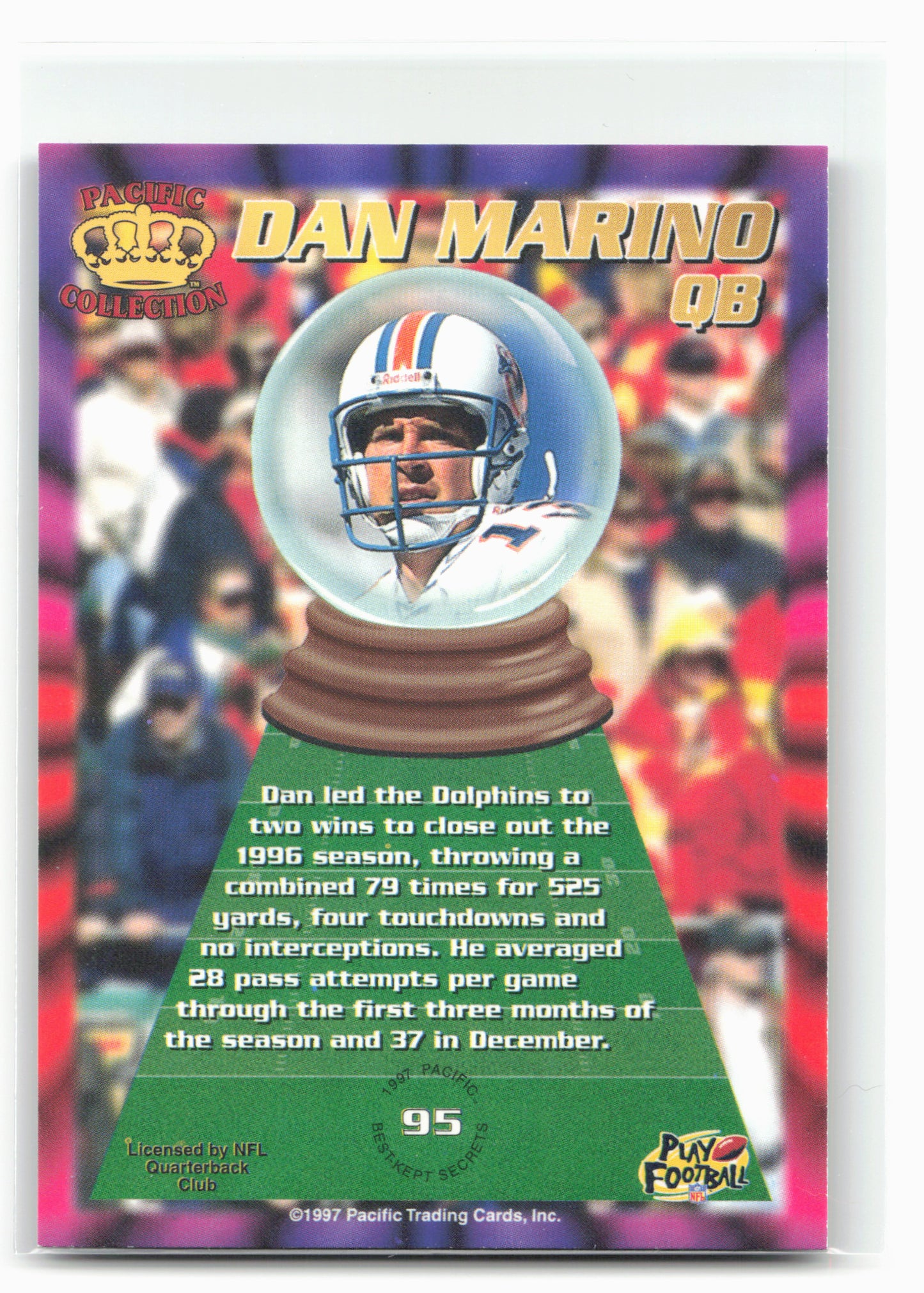 1997 Pacific Dynagon Prism #95 Dan Marino Best Kept Secrets 28988