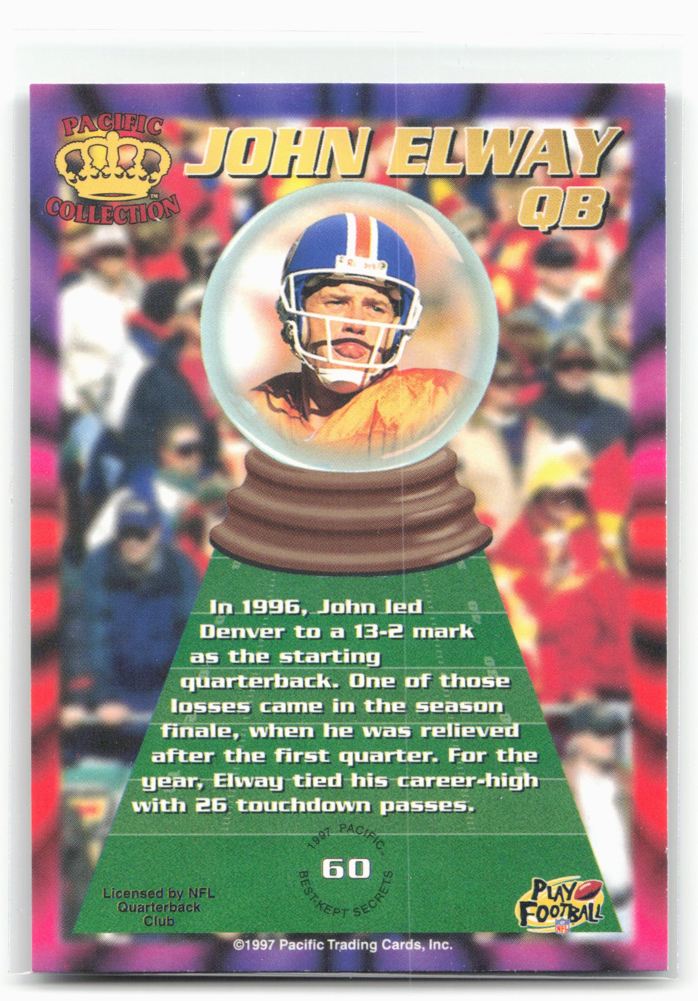 1997 Pacific Dynagon Prism #60 John Elway Best Kept Secrets 28993