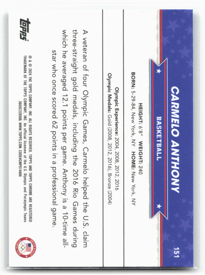 2024 Topps Chrome U.S. Olympics & Paralympic Hopefuls #151 Carmelo Anthony 29004