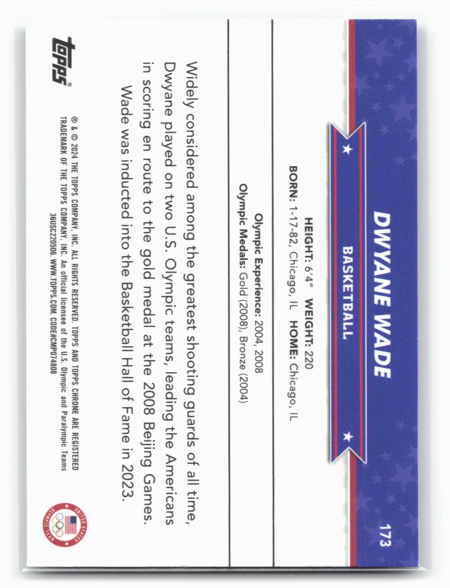 2024 Topps Chrome U.S. Olympics & Paralympic Hopefuls #173 Dwyane Wade