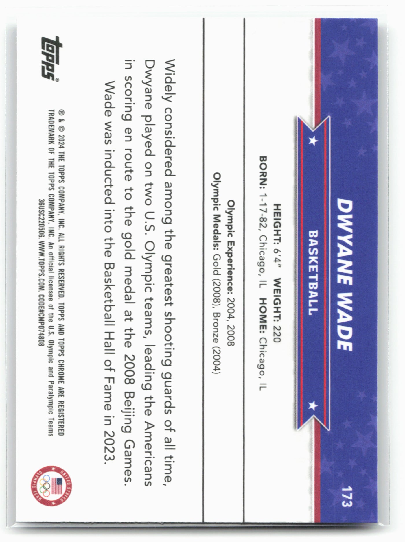 2024 Topps Chrome U.S. Olympics & Paralympic Hopefuls #173 Dwyane Wade 29016