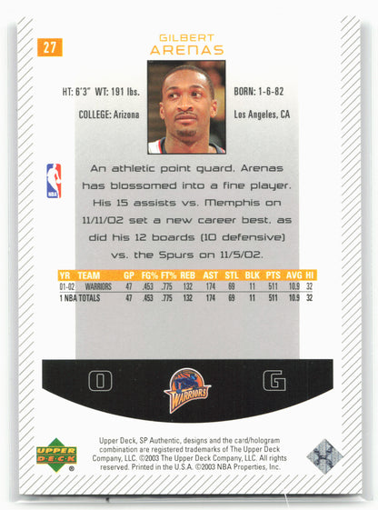 2002-03 SP Authentic #27 Gilbert Arenas
