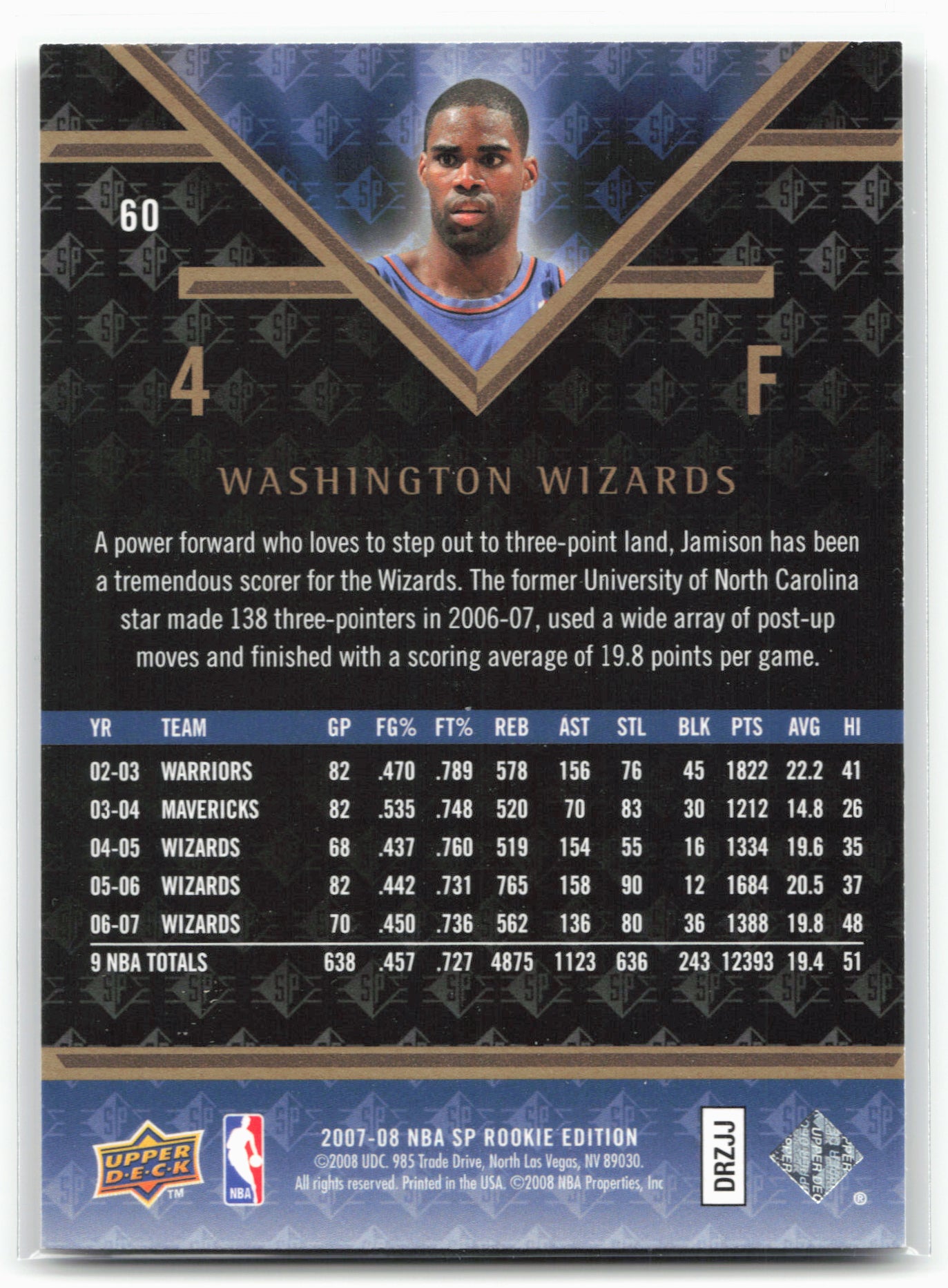 2007-08 SP Rookie Edition #60 Antawn Jamison