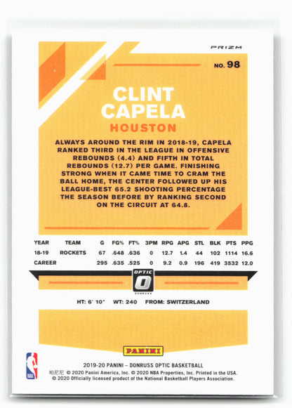 2019-20 Donruss Optic #98 Clint Capela Holo