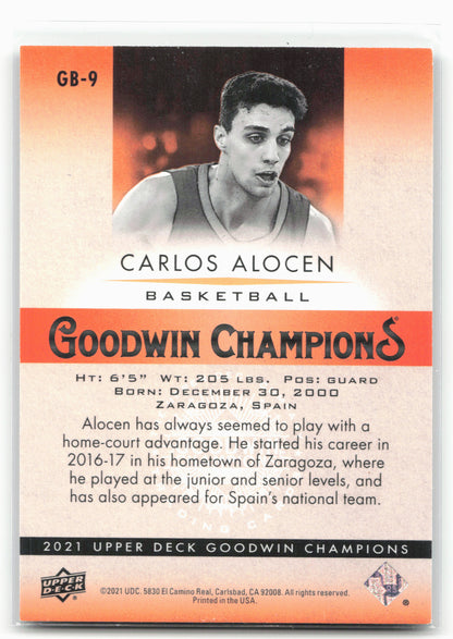 2021 Upper Deck Goodwin  #GB-9 Carlos Alocen All-World Basketball Blue #/499