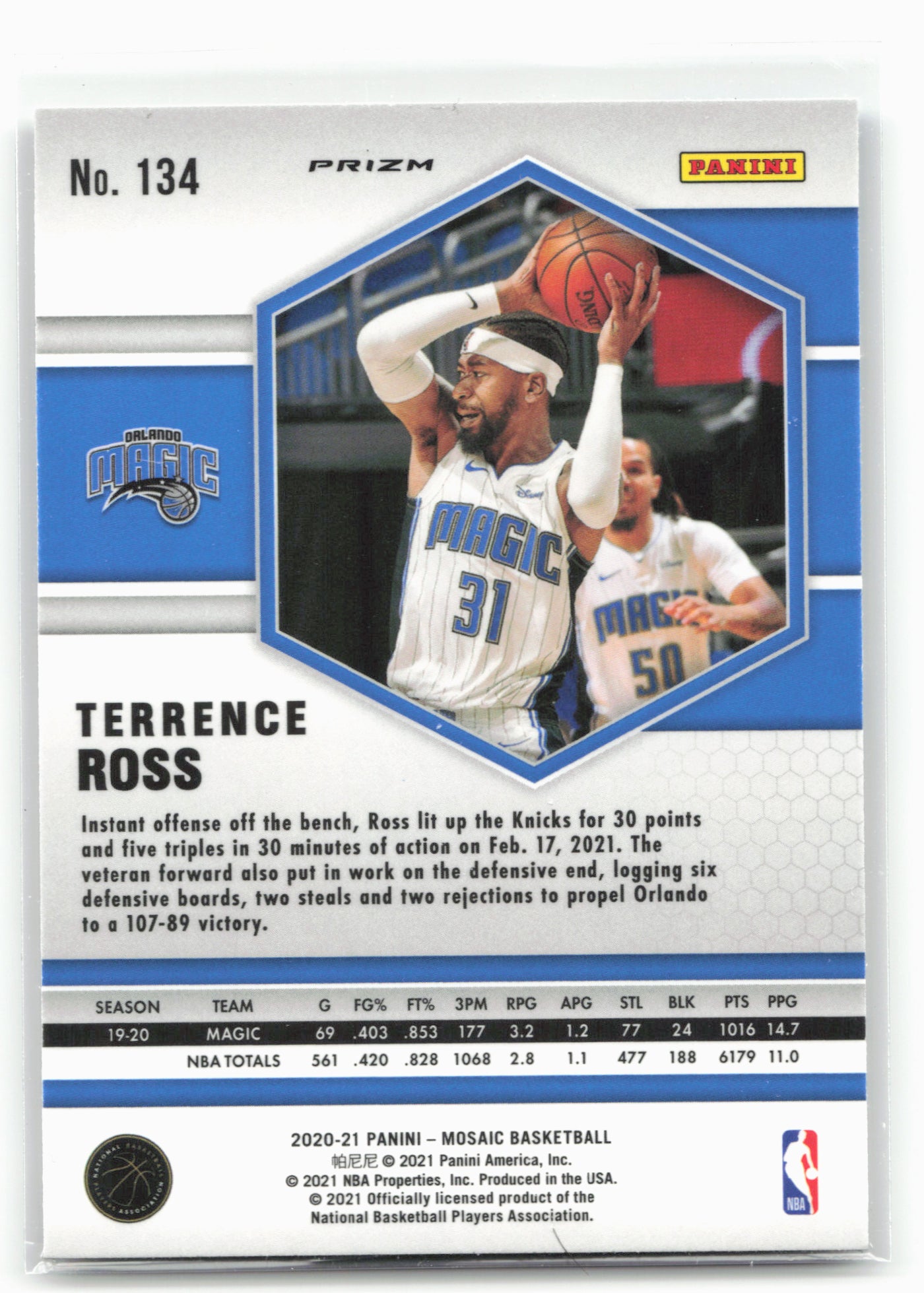 2020-21 Panini Mosaic #134 Terrence Ross Mosaic 29034