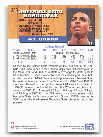 1993-94 Hoops #380 Anfernee Hardaway 29036