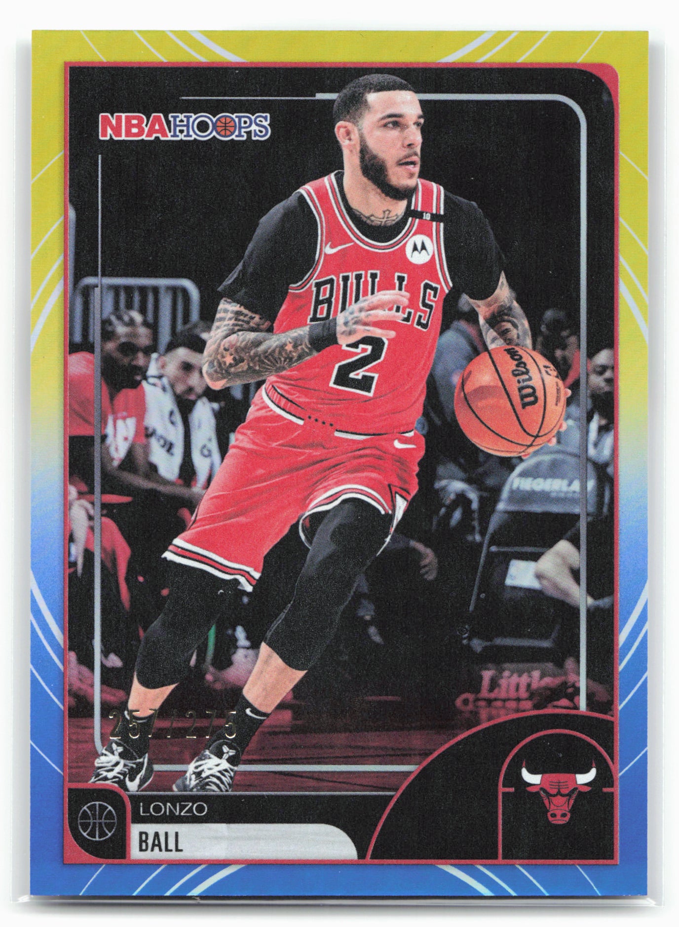 2025-26 Hoops #98 Lonzo Ball Rainbow Blue & Yellow #/275