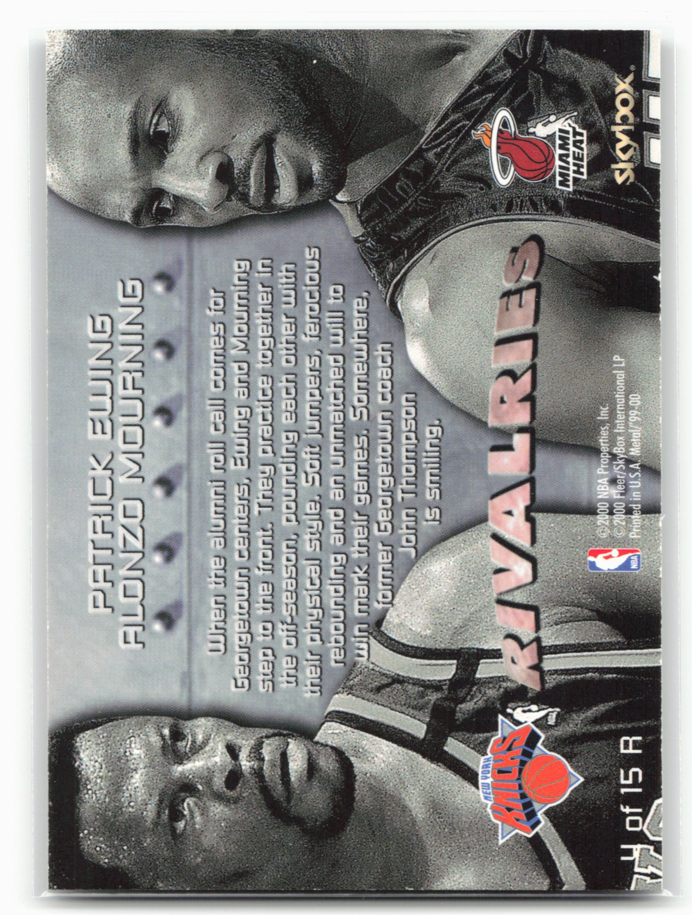 1999-00 Metal #4 R Patrick Ewing / Alonzo Mourning Rivalries 29053