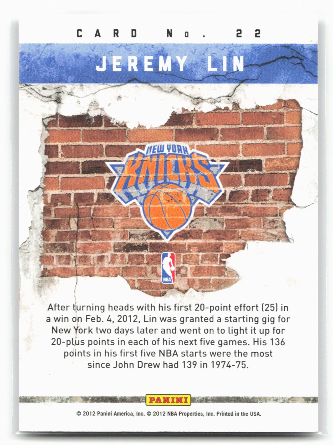 2011-12 Panini Past & Present #22 Jeremy Lin Breakout
