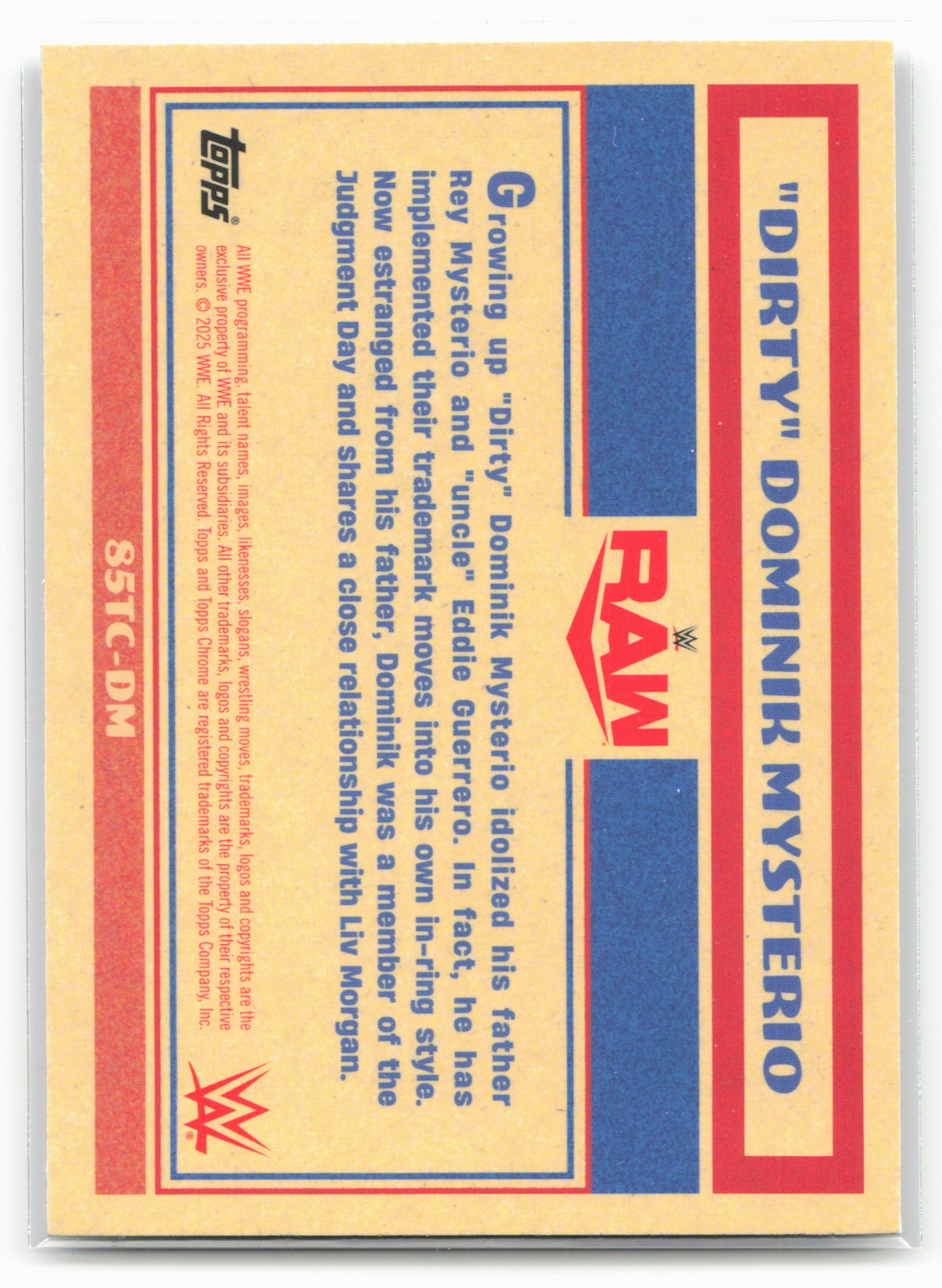 2025 Topps Chrome WWE #85TC-DM “Dirty” Dom Mysterio 1985 Topps Current 29071