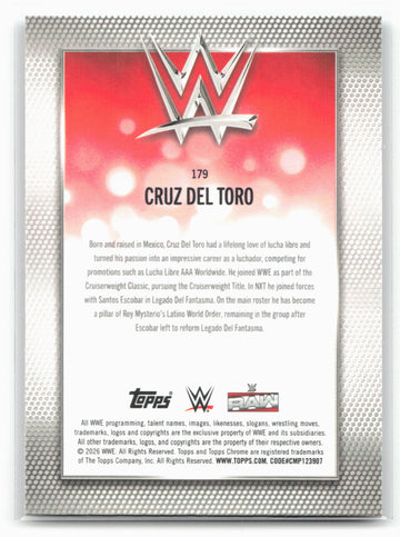 2026 Topps Chrome WWE #179 Cruz Del Toro Pink Mini-Diamonds Refractor