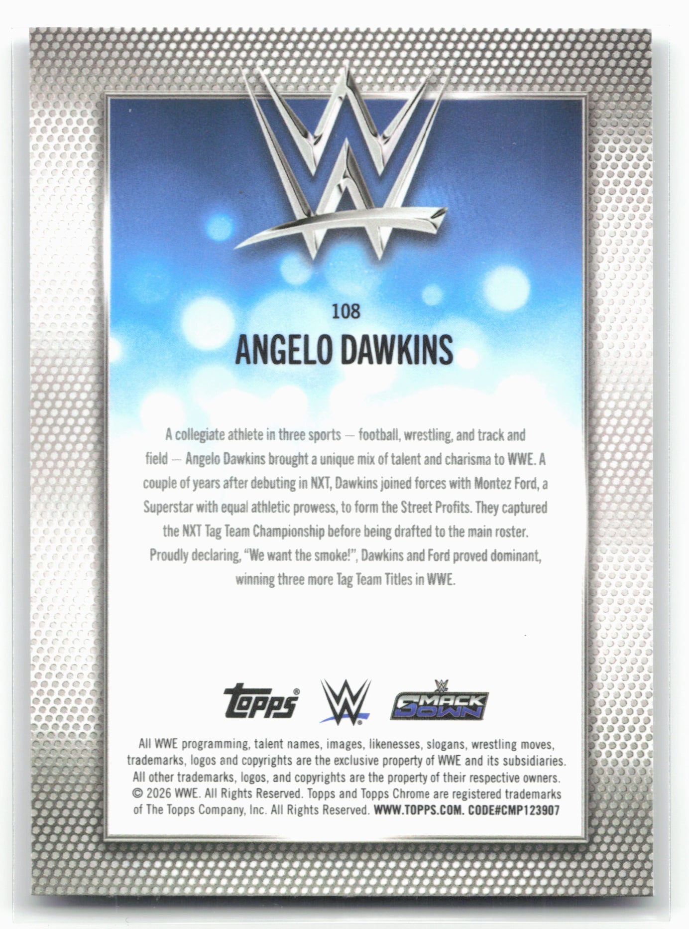 2026 Topps Chrome WWE #108 Angelo Dawkins X-Fractor